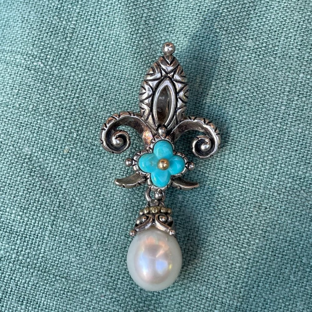 Barbara Bixby Multi-Gemstone Fleur De Lis Enhancer Sterling/18K
